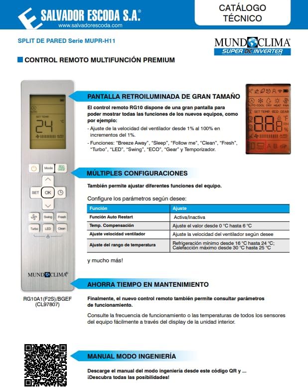 EFIMARKET - MUNDOCLIMA MUPR-12-H11 - Ar Condicionado 3500W