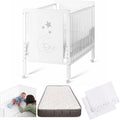 Cuna Co-Leito para Bebê, Kit para Unir a Cama com a Cama dos Pais, Colchão HR Morfeo Certificado Oeko-Tex® e CertiPUR, 4 Rodas, Lençol com Elástico e Lençol de Cima de Algodão Natural. Indi CoolDreams CoolDreams