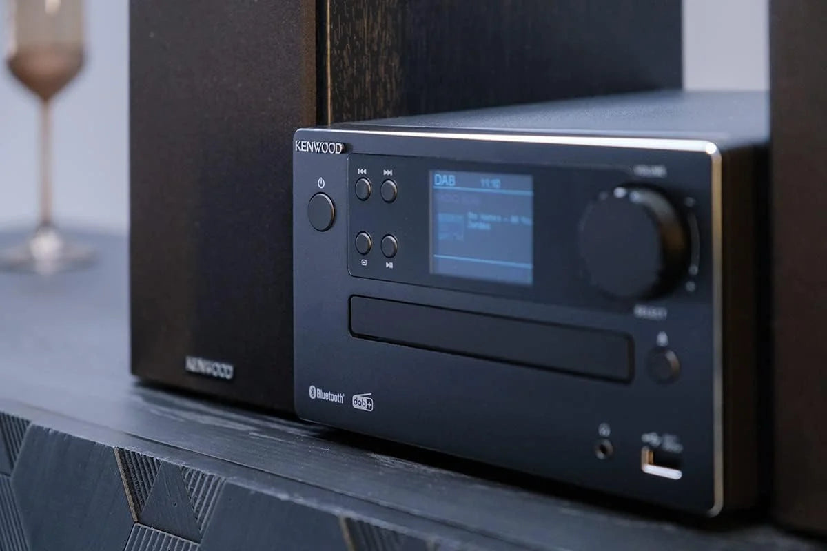 Microcadena HiFi Kenwood M-725DAB-B com CD, USB, Dab+ e Bluetooth Audio-Streaming. Cor: Preto - Mini Aparelho de Som para casa