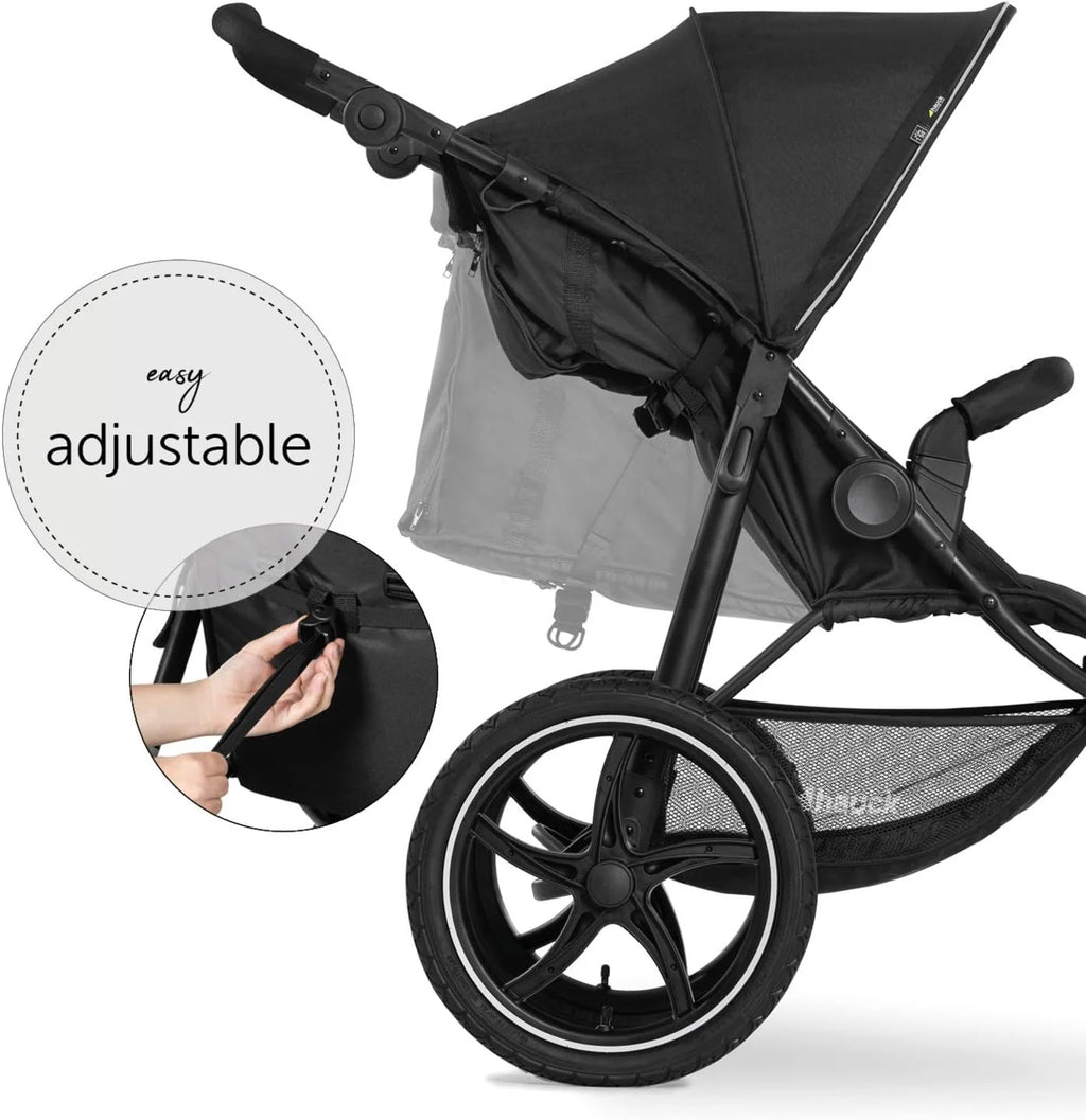 hauck Runner 2 Carrinho Leve até 22 kg - Carrinho de Bebê Reclinável desde o Nascimento - Carrinho de 3 Rodas Grandes com Pneus - UV 50+ - Preto