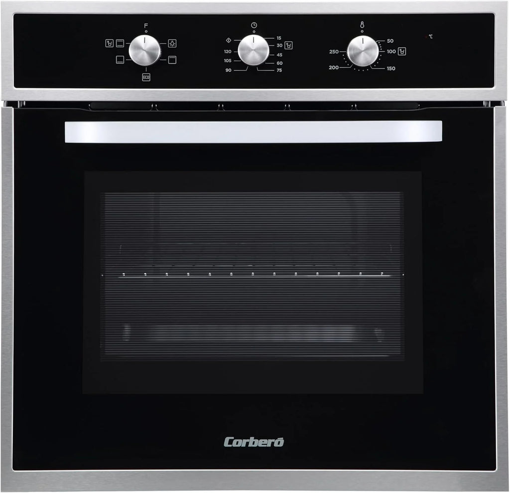 Corberó - Forno de Convecção 70L | CCHM603X | 60x60x58 cm | Convencional com 4 Programas | Luz Interior | Limpeza por Hidrólise | Porta de Vidro Duplo | 2100W | Preto com Perfil Inox