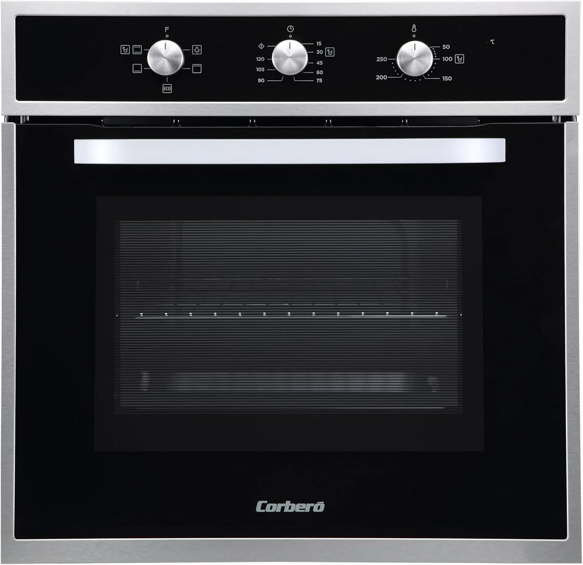 Corberó - Forno de Convecção 70L | CCHM603X | 60x60x58 cm | Convencional com 4 Programas | Luz Interior | Limpeza por Hidrólise | Porta de Vidro Duplo | 2100W | Preto com Perfil Inox