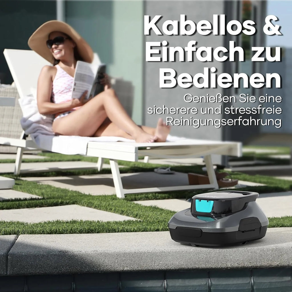 AIPER Robô Limpa-Piscina, Aspirador de Piscina Sem Fio a Bateria, Tempo de Limpeza de 90 Minutos, Limpeza Automática com Função de Autoestacionamento