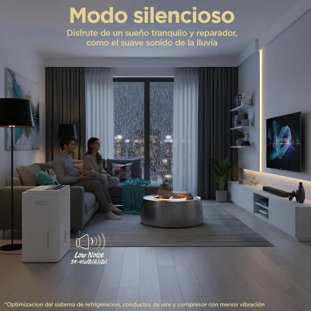 Desumidificador COMFEE' de 16L Silencioso | WiFi/App, Modo Secagem de Roupa e Auto Anti-Humidade, Purificador Elétrico Antibacteriano, mofo e Condensação | Ideal para divisões até 45m2/120m3