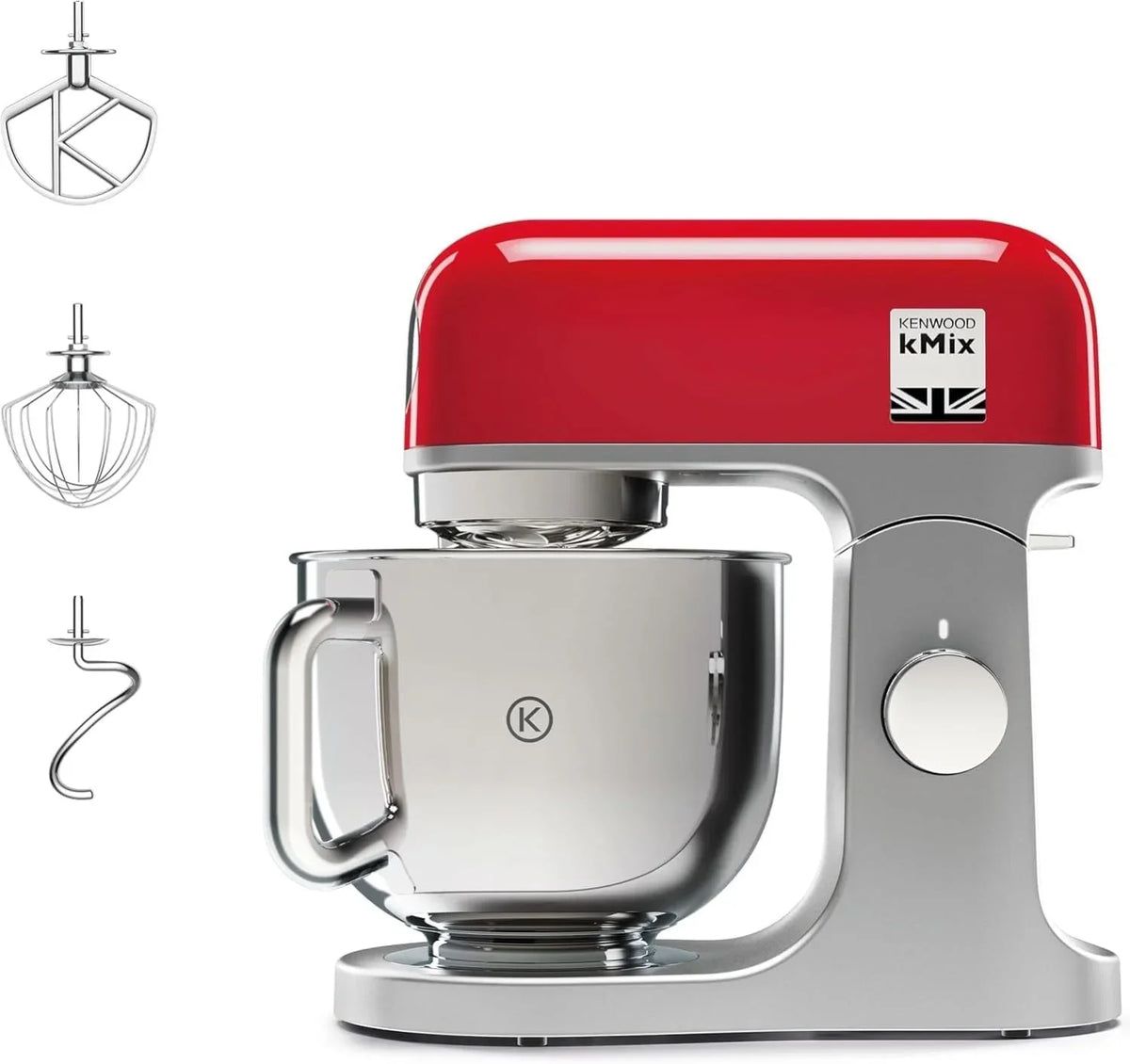 Kenwood kMix KMX750AB – Processador de Alimentos Multifuncional, 1000 W, Tigela de Metal de 5 L com Alça, Batedor de Massa, Batedor de Claras, Batedor K, Aço Inoxidável, 6 Velocidades, Preto