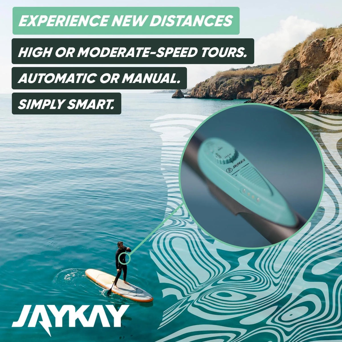 JayKay Sup E-Fin | Barbatana elétrica para prancha de Stand Up Paddle, caiaque e windsurf | até 6 horas de