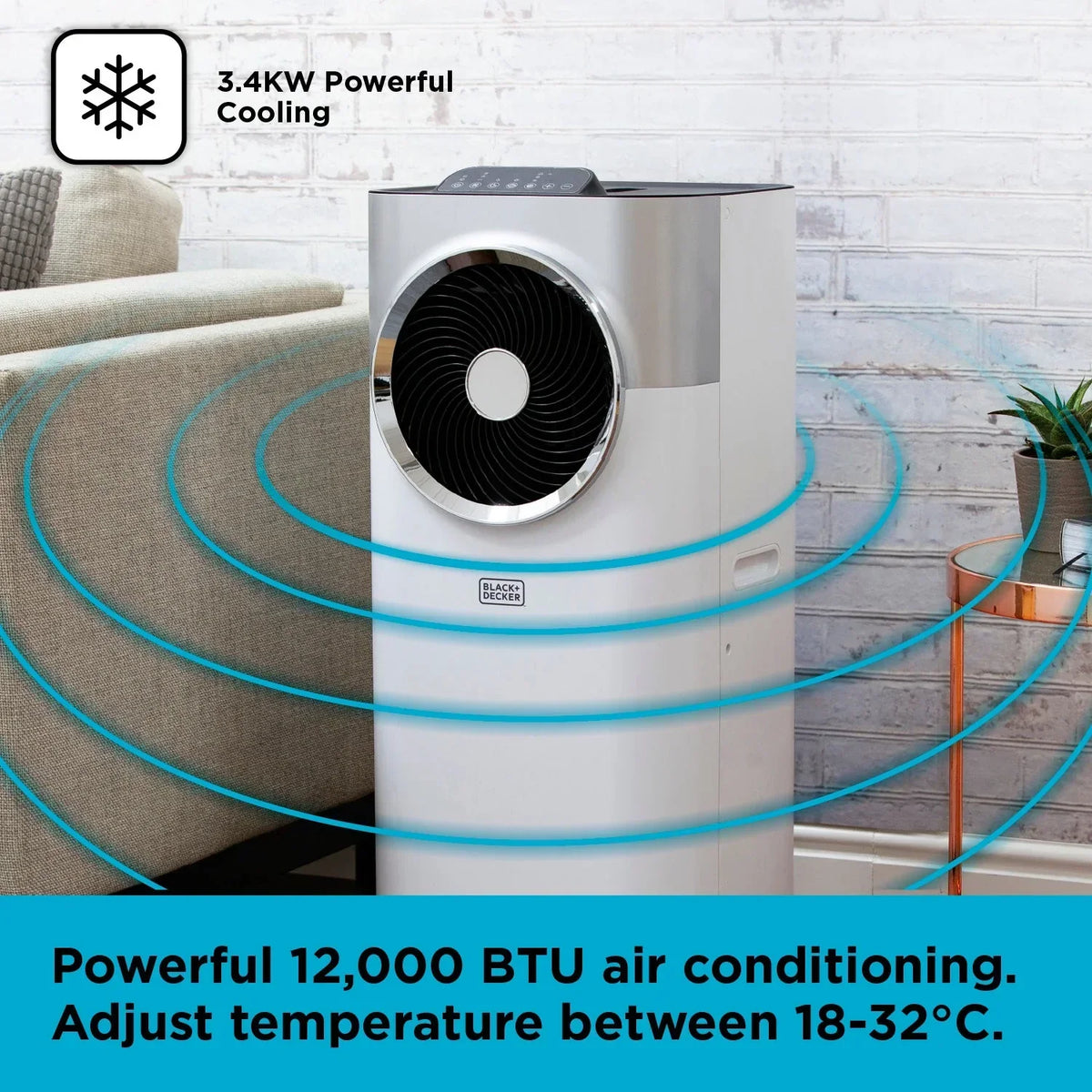 Ar Condicionado Portátil 3 em 1 Black+Decker BXAC40008GB 12000 BTU Branco