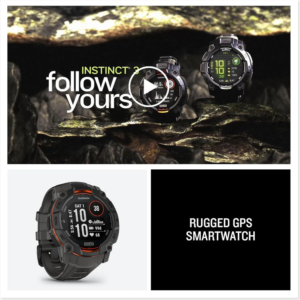 Smartwatch Garmin Instinct 3 GPS 50mm, Solar, Bisel Preto