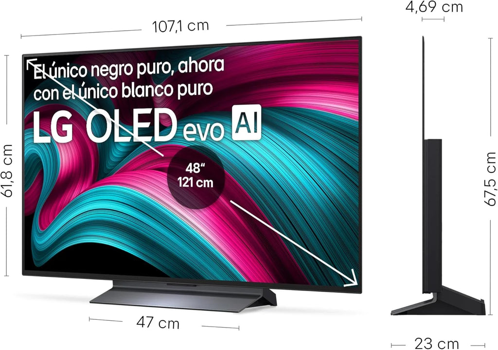OLED48C54LA - TV 48", OLED EVO 4K, Smart TV AI C5, WebOS 25, Super Upscaling, Dolby Vision e Dolby Atmos, AMD FreeSync, Alexa/Google Assistant, Preto