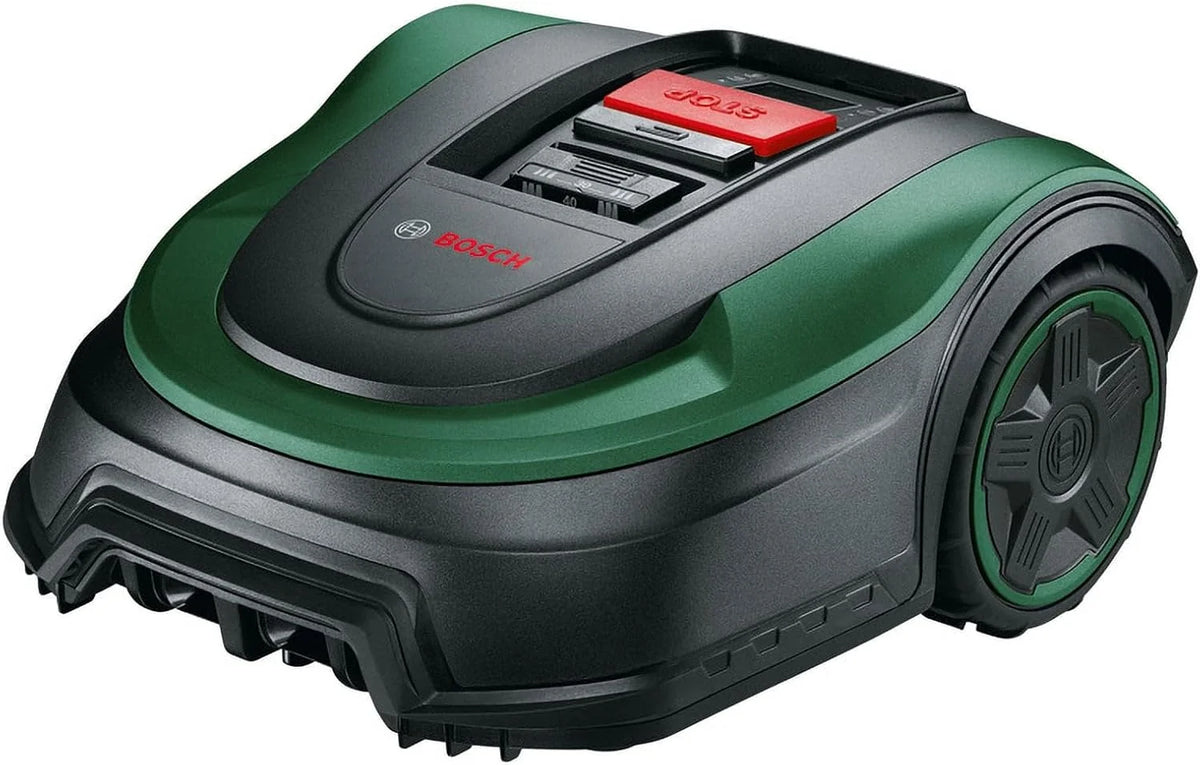 Bosch Robot cortador de grama Indego S+ 500 (com bateria 18V e função de aplicativo, base de carregamento incluída, largura de corte 19 cm, para áreas de gramado de até 500 m² e em caixa de papelão)