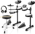 Bateria Eletrônica Musical Donner DED-80 de 7 Peças com Pads de Mesh, 180 Sons, Banco de Bateria, Fone de Ouvido, Baquetas, Presente de Natal de Aniversário para Crianças, 40 Aulas Melodics