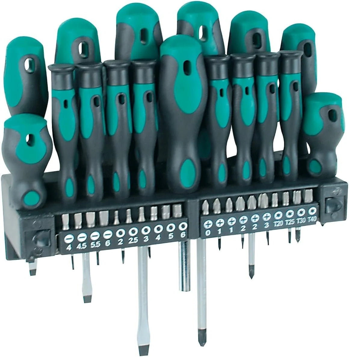 Mannesmann M98430 - Maleta de soquetes e outras ferramentas (215 peças, tamanho: 12x36x51 cm), Cor Verde Mannesmann