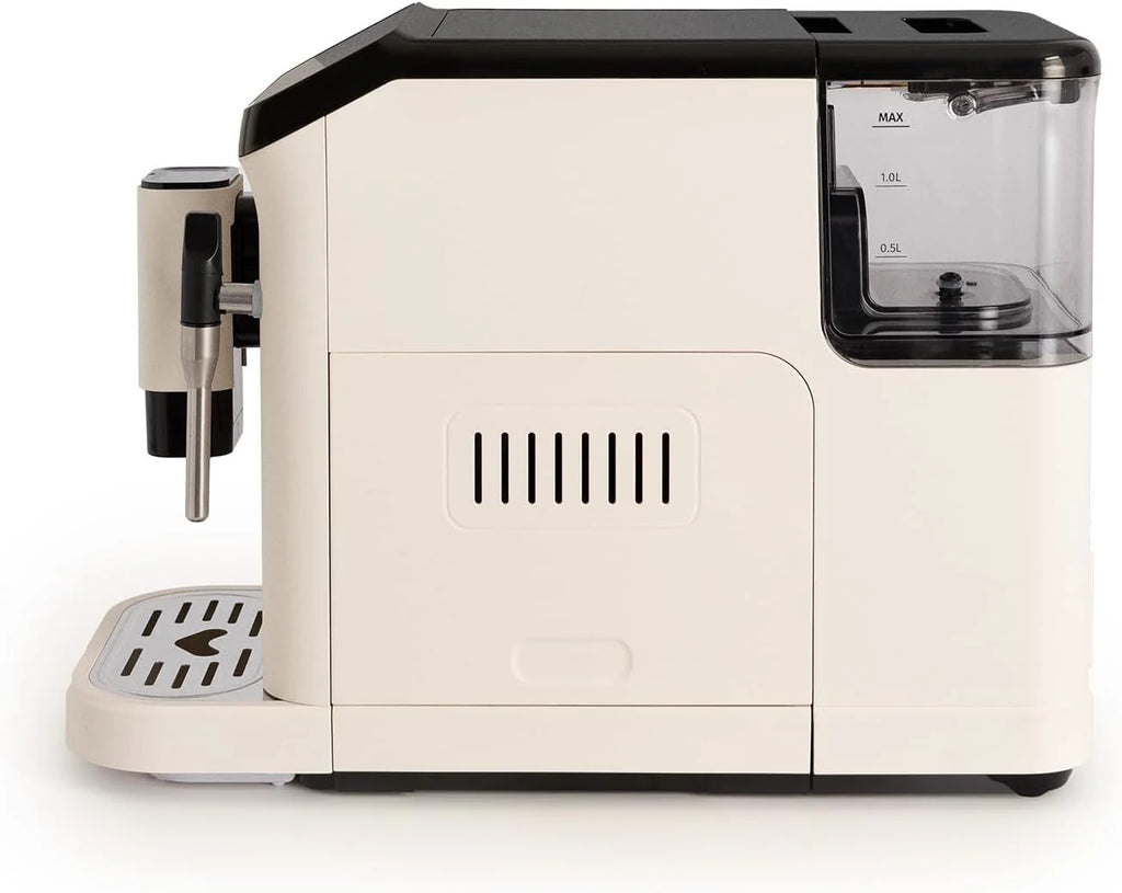 CRIAR / THERA MATIC TOUCH/Máquina de café superautomática branco sujo / 20 bar, tanque de 1,5l, recipiente para grãos de café de 180g, bico vaporizador, painel de controle tátil, função de autolimpeza, 1350W