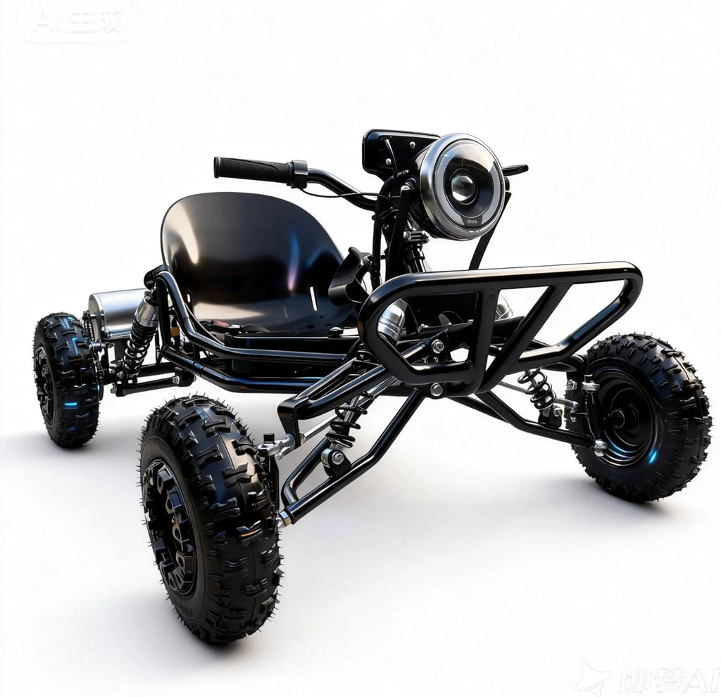 Kart Elétrico 48V para Adultos e Crianças - Motor 2000W (20-60 km/h), Pneus Todo Terreno 6'', Bateria 10.4Ah (Autonomia 19+ km), Capacidade 200 kg, 3 Modos de Velocidade, Luzes LED