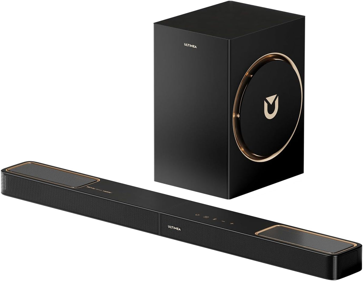 Barra de Som ULTIMEA 5.1.2ch com Dolby Atmos, Alto-Falantes Superiores de Disparo para Cima, Subwoofer Sem Fio e 2 Traseiros, 460W, HDMI eARC, BT 5.4, Sistema de Home Theater Skywave F40 Boom