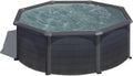 Gre KIT240GF Piscina de Aço Elevada, Redonda com Aparência de Aço Grafite, Piscinas Desmontáveis para Jardim, 240 x 120 cm, Kea
