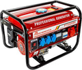 Gerador a gasolina | Acessórios incluídos | Gerador de energia silencioso | 5 tomadas 3 x 230 V / 1 x 400 V / 1 x 12 V | 6,5 CV