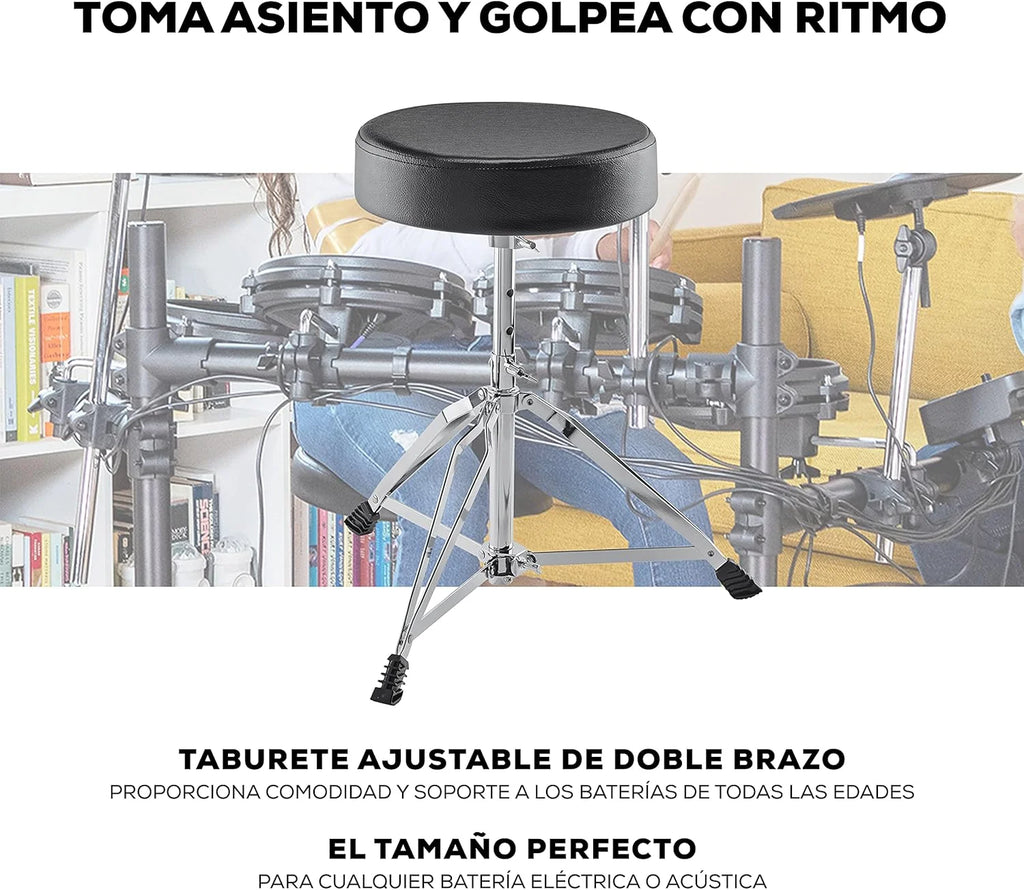 Alesis Nitro Max Kit Bateria Eletrônica com Pads de Mesh Silenciosos, Caixa Dual-Zone de 10", Bluetooth, Mais de 440 Sons Autênticos, Aulas Drumeo, USB MIDI, Pedal de Bumbo