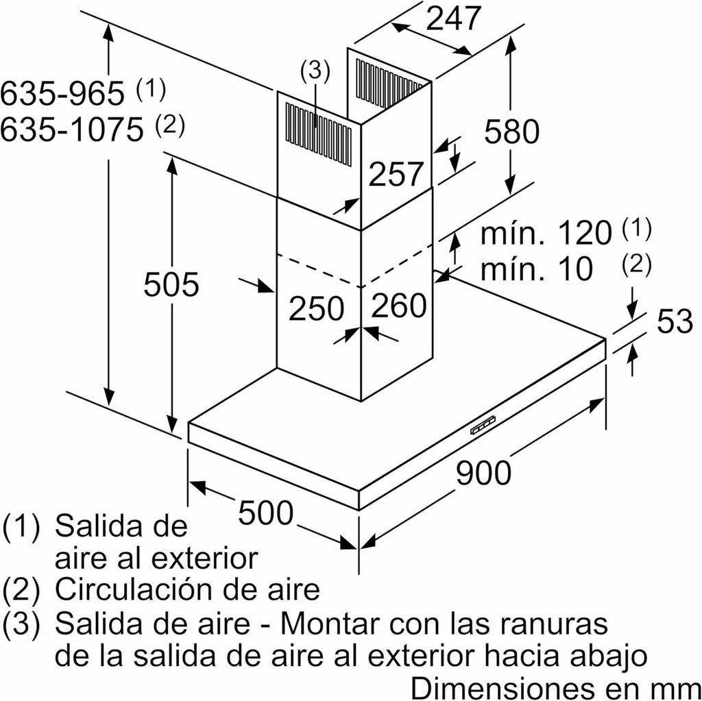 Bosch - Coifa Decorativa de Parede, 90 cm, Série 2, Controle Mecânico, Iluminação LED, Aço Inoxidável, DWB96BC50