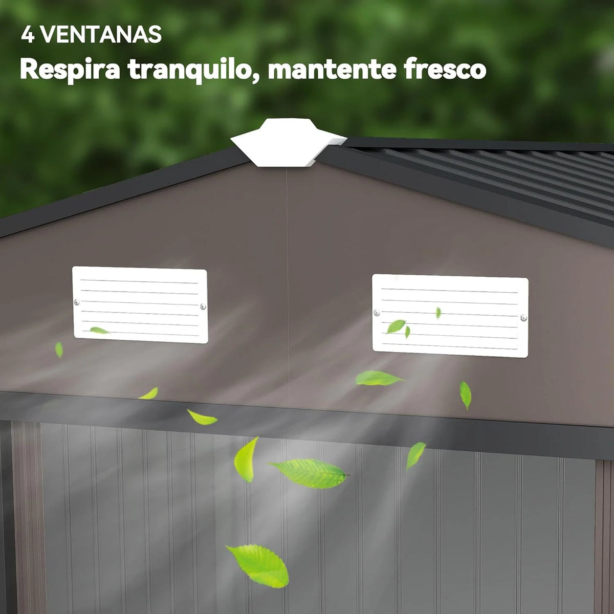 Outsunny Abrigo de Jardim Exterior, 5 m² 277x195x192 cm, Abrigo de Jardim Exterior Metálico com 2 Portas Deslizantes, Base de Reforço (Chão NÃO Incluído) e 4 Janelas, Castanho