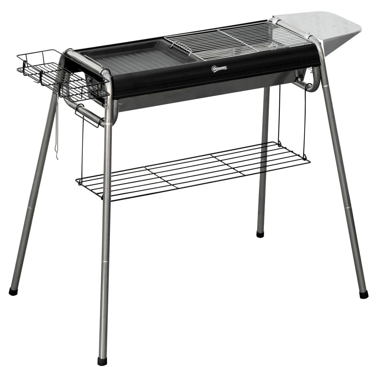 Churrasqueira a Carvão Outsunny Aço Inoxidável Metal 96x61x72 cm Preto