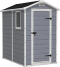 Keter Manor 4X6 - Galpão de Jardim, 130x192x198cm e 2,2m2, Chão, Sistema de Ventilação, Porta e Janela, Resistente à Água, Cor Cinza