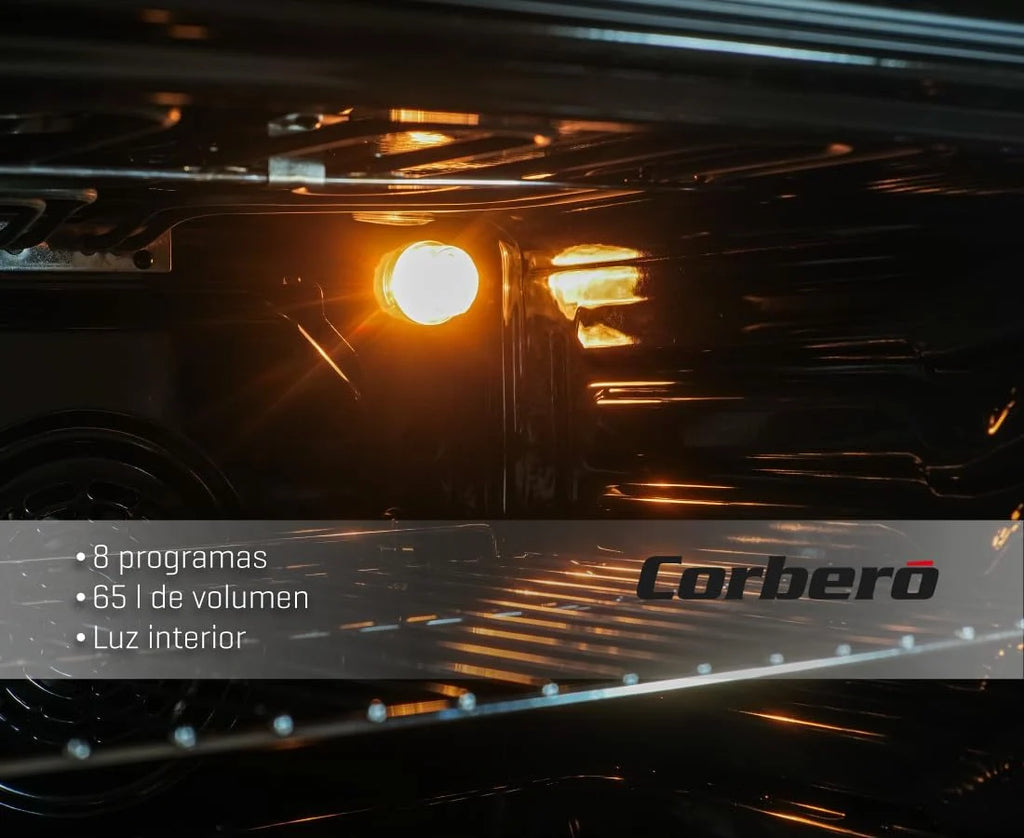 Corbero - Forno Multifunção Hidrolítico 65L | CCHM703W | Limpeza Hidrólise | 8 Programas | (L)59.5 x (A)59.5x57.5 (P) cm | Luz Interior | Porta Vidro Duplo | 3000W Potência | Branco perfil inox