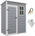 Outsunny Galpão de Jardim Exterior, 1,14 m², 151x92x193 cm, Abrigo de Jardim Exterior com Piso, Porta Deslizante, Janela e Teto Inclinado, para Armazenamento de Ferramentas, Cinzento
