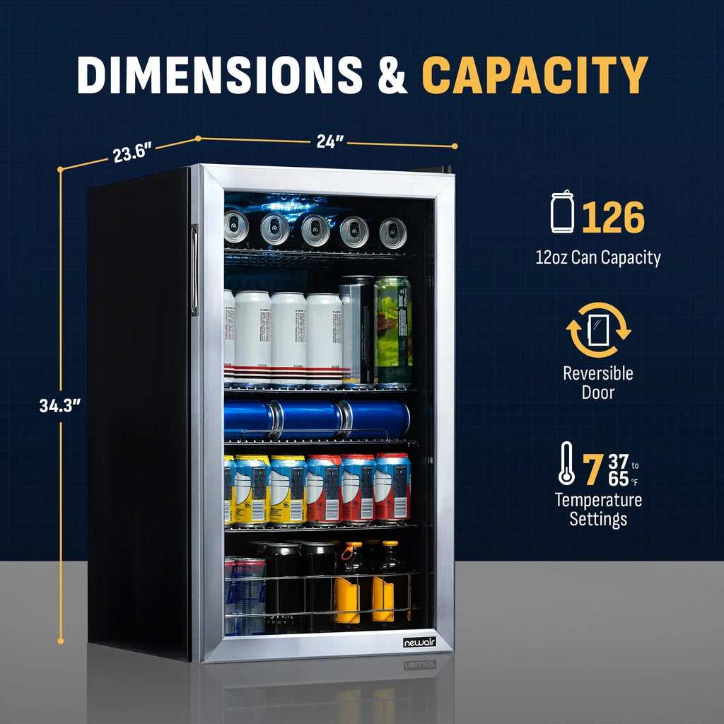 2026 Newair® Frigobar Independente de Inox – 126 Latas – 48 cm
