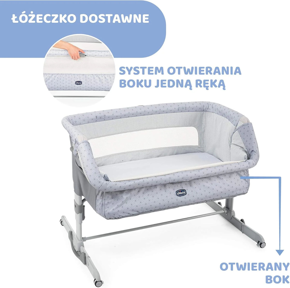 Chicco Next2Me Dream Berço Co-Sleeping - Para Dormir ao Lado do Bebê, Colchão, Função de Balanço, Lateral Rebatível, Ajuste de Altura, Janelas de Rede, Rodas e Bolsa de Viagem, 0-6 meses, 9 kg