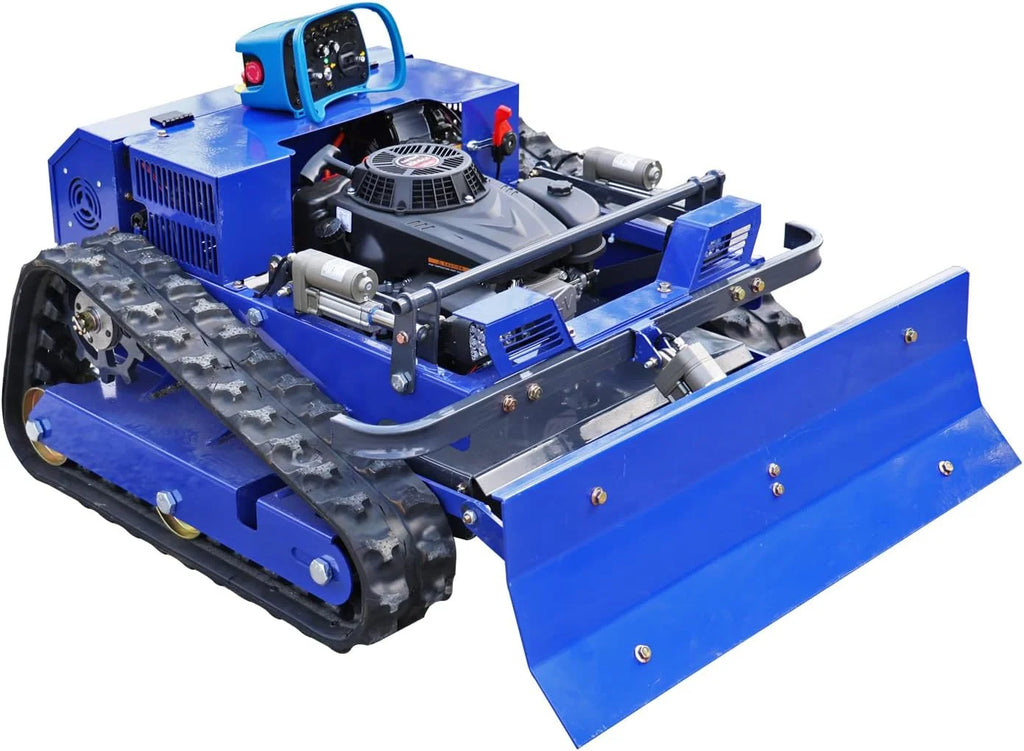 Robô Cortador de Grama, Cortador de Grama de Esteira com Controle Remoto – Equipado com uma Lâmina de Neve – Híbrido 4x4 Óleo-Elétrico – para Terrenos Irregulares e Acidentados