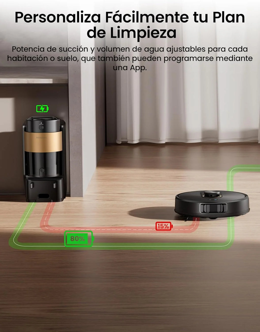 Proscenic Q20 Plus Robô Aspirador e Passa-Pano 10000 Pa/200Mins, com Base de Esvaziamento Automático de 4L sem Saco, Navegação e Mapeamento a Laser por App/Voz/Controle, para Chão, Tapetes e Pelos de Animais de Estimação
