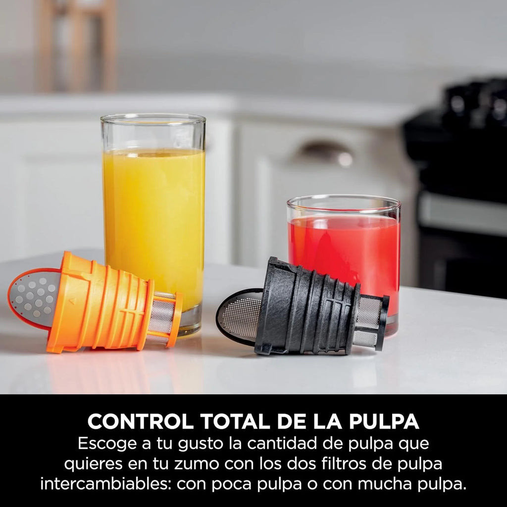 Ninja Extrator de Sumos de Prensagem a Frio com Jarro de 700ml e Recipiente para Polpa de 1,1L para Sumos e Bebidas Saudáveis, Compacto, Peças Próprias para Máquina de Lavar Loiça, Cinzento, JC151EU