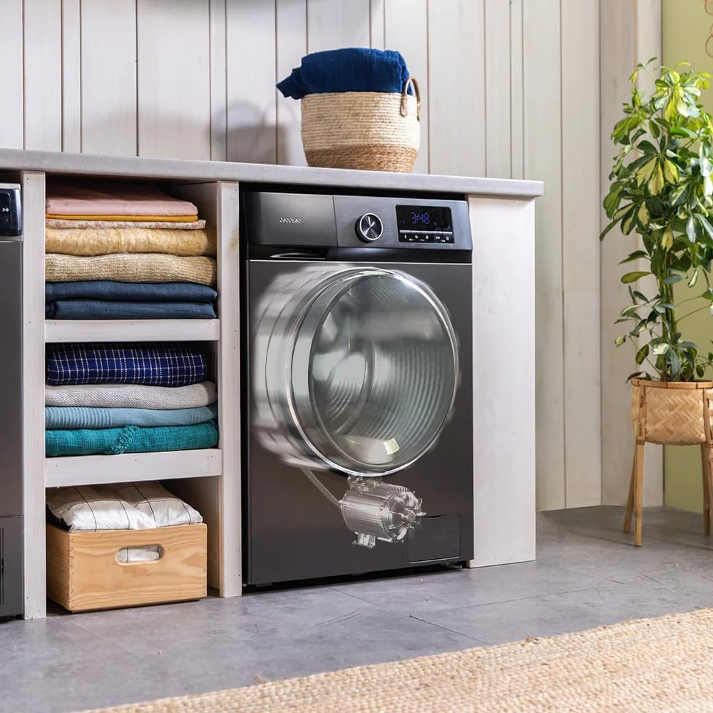 Lavadora 8Kg Carga Frontal Bolero Dresscode 8500 Inverter Steel A. 1900W, 1400 rpm, Motor Inverter Plus, Baixo Consumo, 16 Programas, SteamMax, Início Diferido, Aço