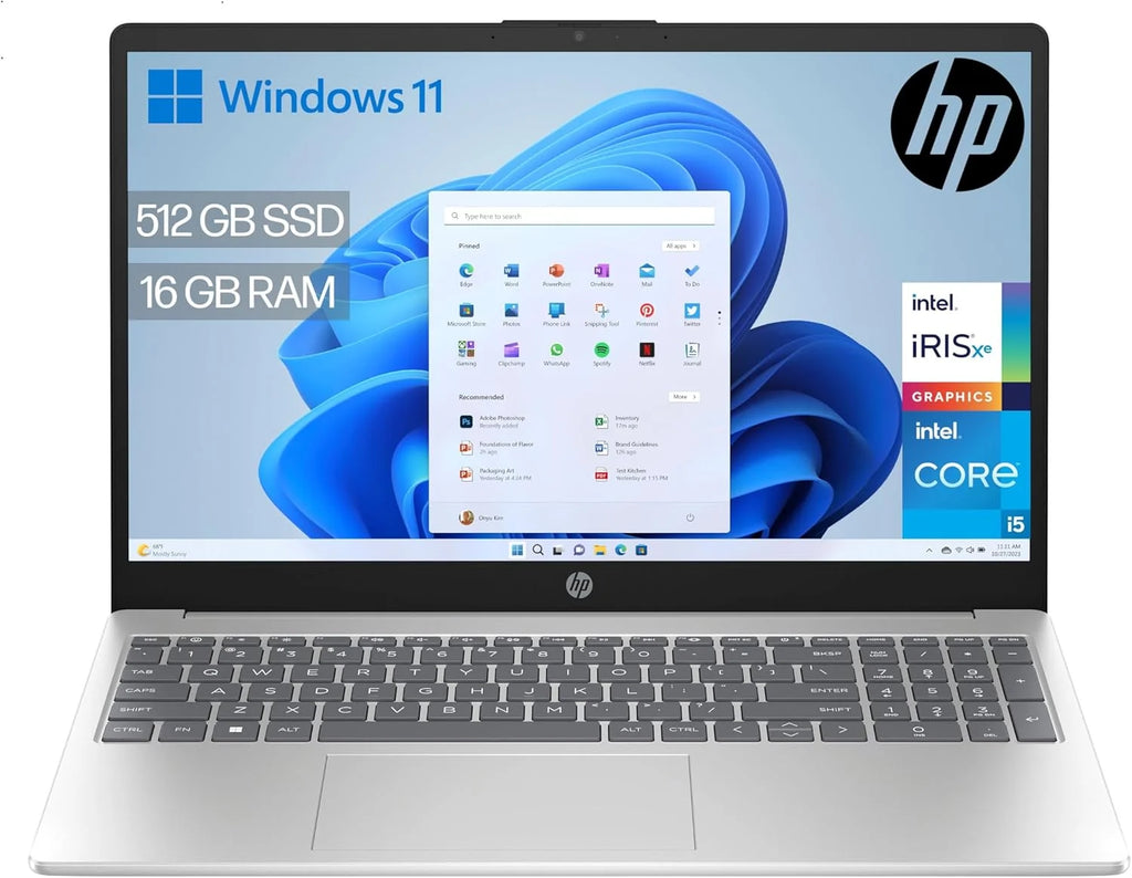 HP 15-fd0163ns - Notebook de 15,6" Full HD (Intel Core i5-1334U, 16 GB RAM, SSD de 512 GB, Intel Iris Xe Graphics, Windows 11) Prateado - Teclado QWERTY Espanhol