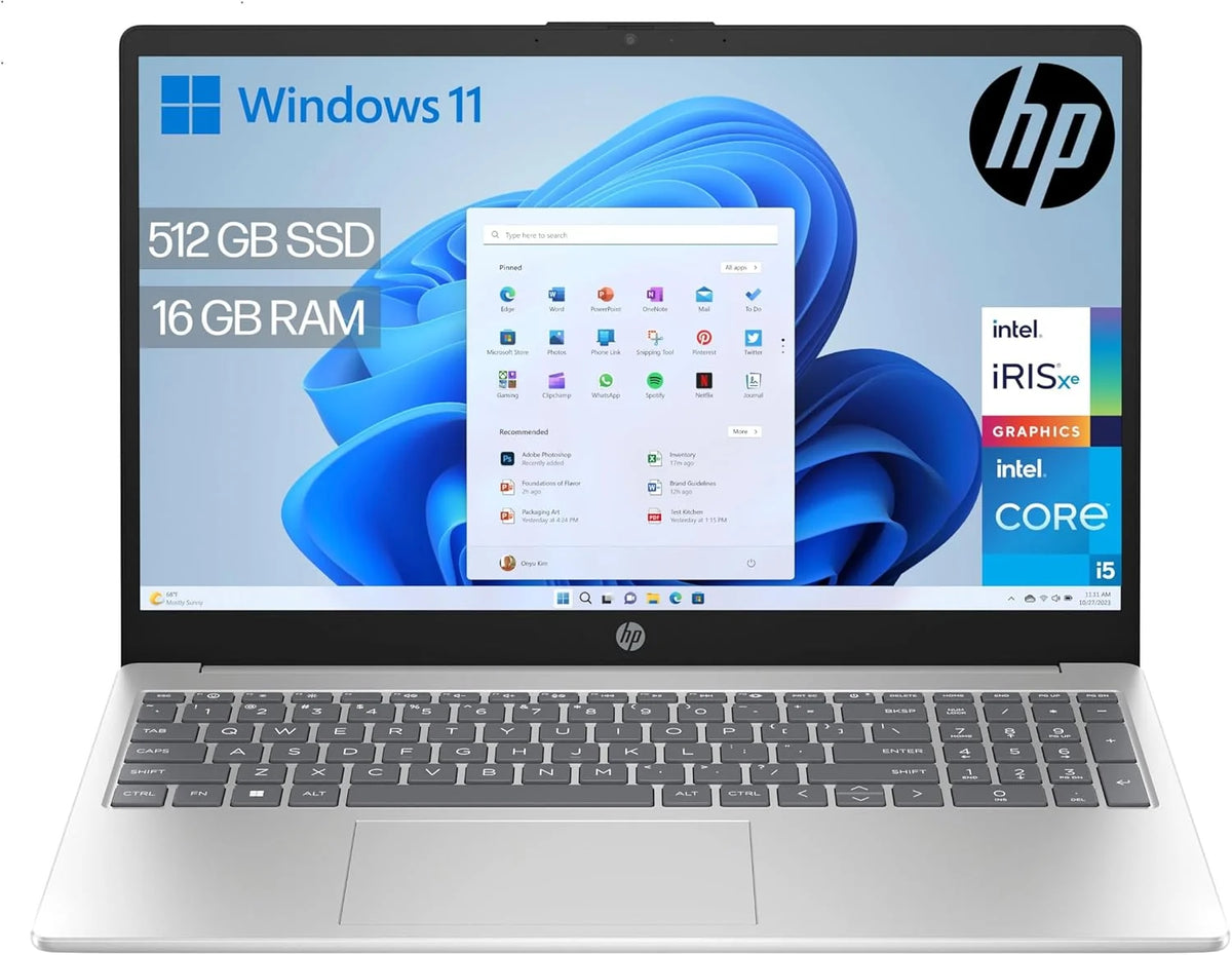HP 15-fd0163ns - Notebook de 15,6" Full HD (Intel Core i5-1334U, 16 GB RAM, SSD de 512 GB, Intel Iris Xe Graphics, Windows 11) Prateado - Teclado QWERTY Espanhol