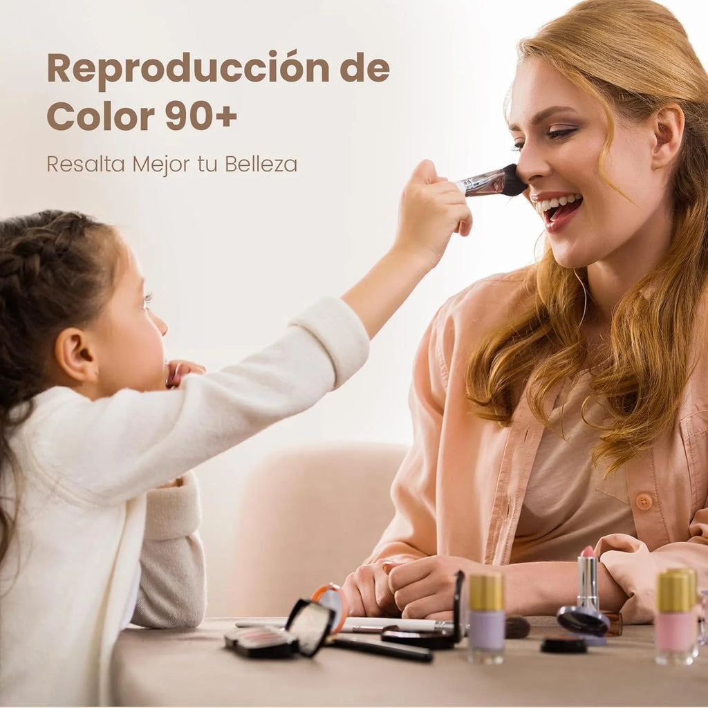 Espelho LED para Banheiro EMKE 90 x 70 cm, com Interruptor de Toque, Antiembaçamento, Lupa 3X, Relógio, 6500K