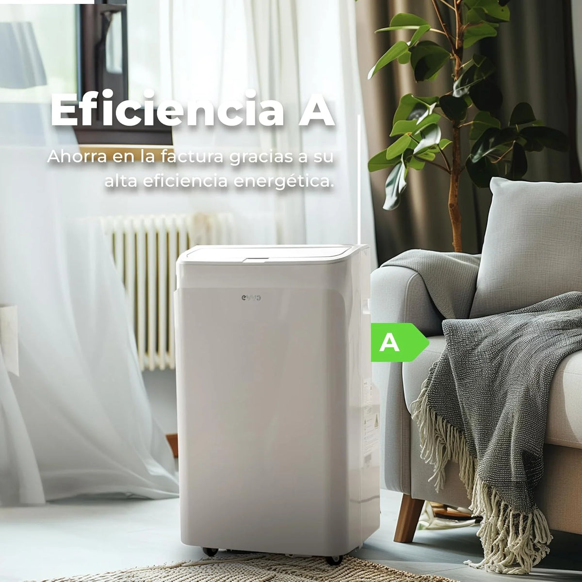 EVVO Ar Condicionado Portátil Frio e Quente, Classe A, 12.000 BTU, Controle Remoto e Timer 24h, 4 em 1, Desumidificador, Ventilação, Até 26 m2. (Modelo: CLIMA P12 Frio e Quente)