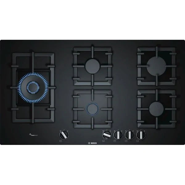 Placa de Gás Bosch PPS9A6B90 Série 6 – 90 cm de Vidro Temperado Preto