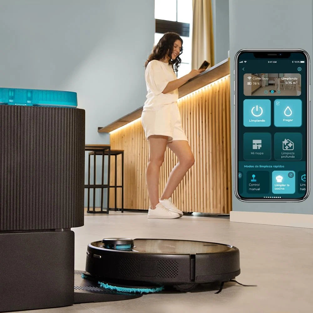 Robô Aspirador Cecotec Conga 11090 Spin Revolution Home&Wash + Estação de Esvaziamento Automático