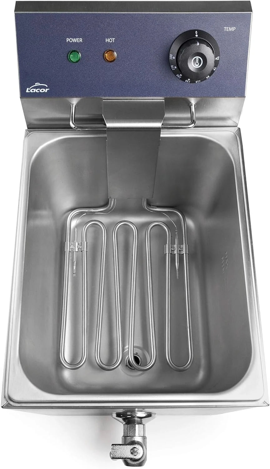 Lacor 69468 69468 - Fritadeira Elétrica Profissional com Torneira, 3250 W, 8 L, Aço Inoxidável