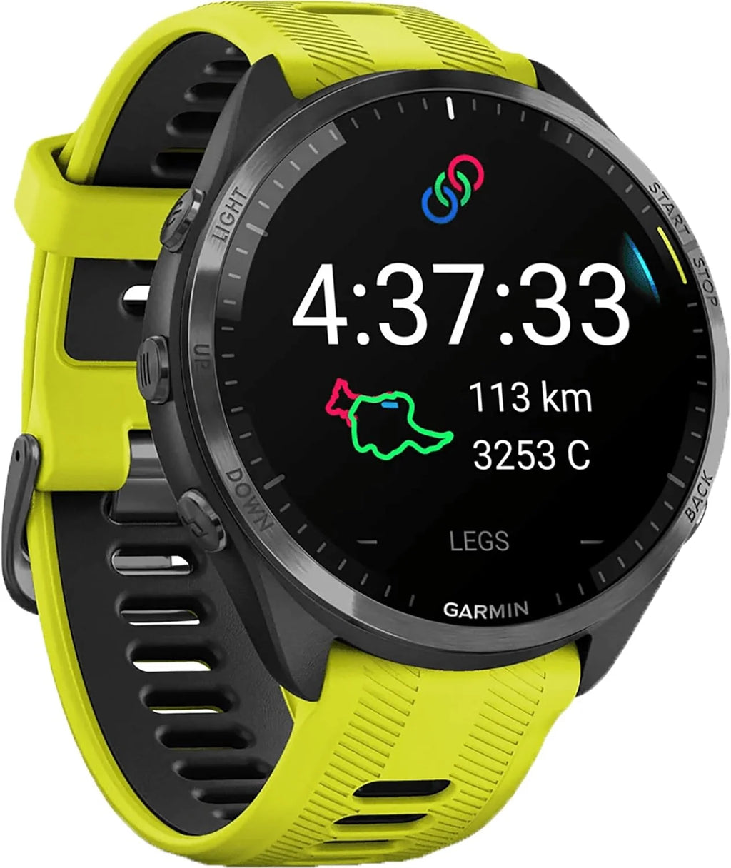 Relógio inteligente Garmin Forerunner 965 para corredores | 23 dias de duração da bateria no modo smartwatch com tela colorida e AMOLED touchscreen | Mapas integrados e métricas de treino