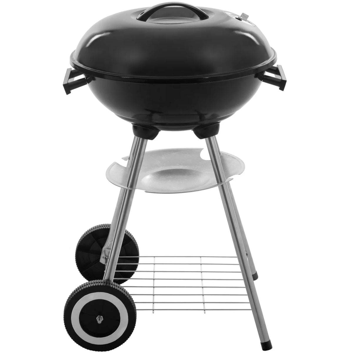 Primematik - Churrasqueira a Carvão Redonda de 41x70 cm com Tampa e Rodas Grill para Jardim e Camping Kh51000