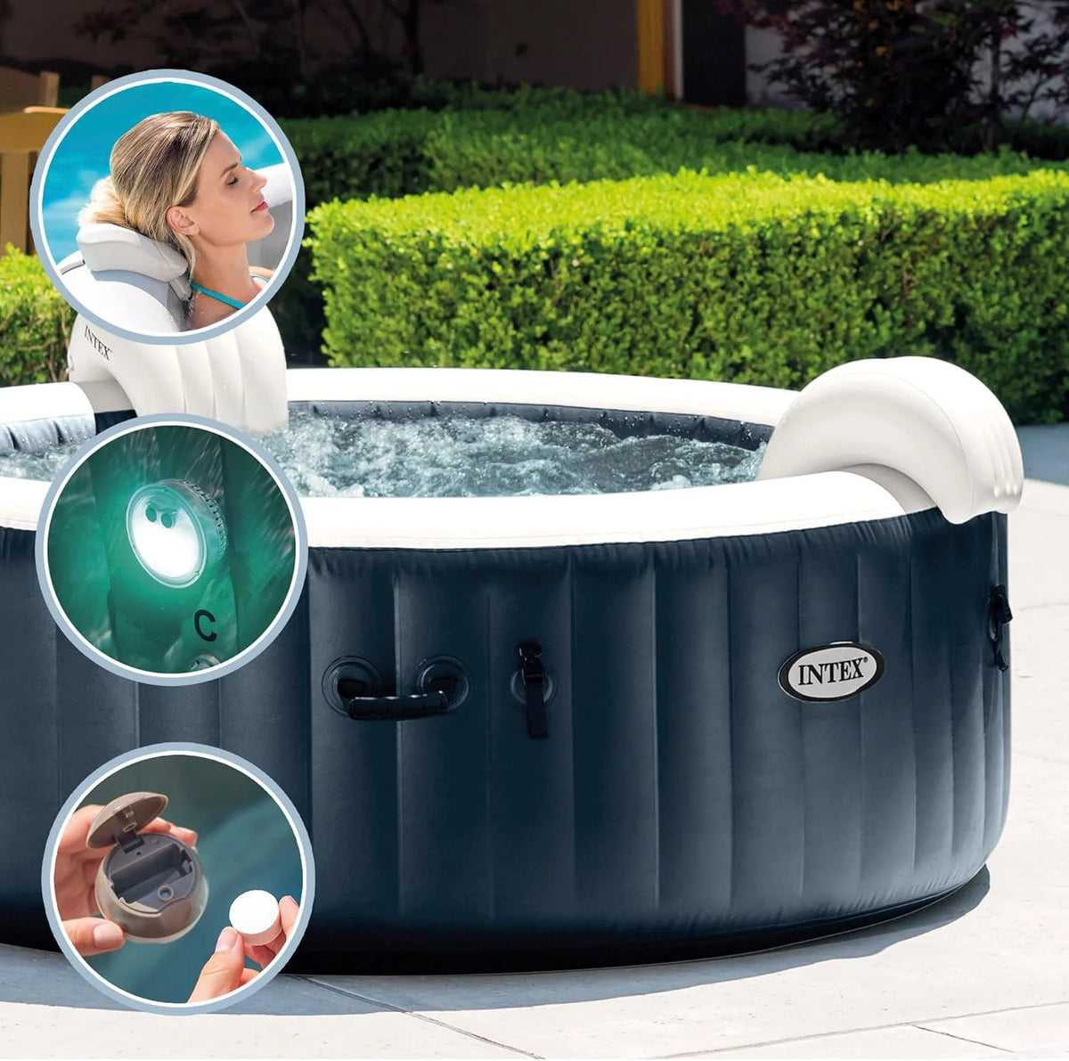 Intex SPA Inflável 4 Pessoas Bubble Massage Azul Marinho (55084)