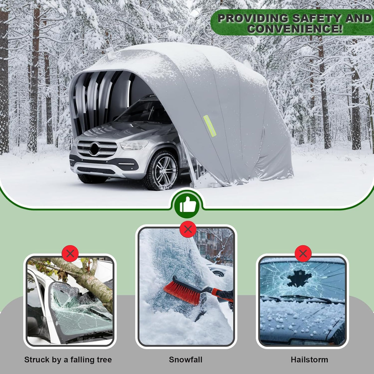 Garagem Pesada de Aço Inoxidável, Garagem para Todos os Climas, Garagem Dobrável Portátil com Trava, Resistente à Chuva e Neve, para Pátios, Estacionamentos