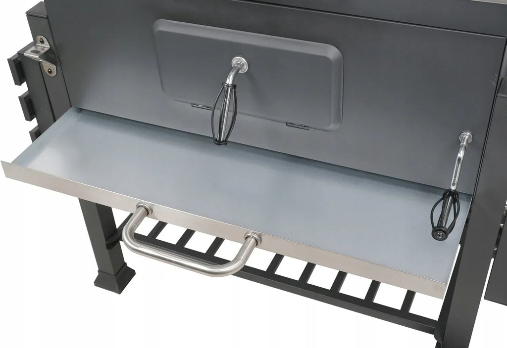 GRANDE CHURRASQUEIRA A CARVÃO XXL COM GRELHA DE FERRO FUNDIDO AJUSTÁVEL 78x42,5mm 3 PRATELEIRAS LUND