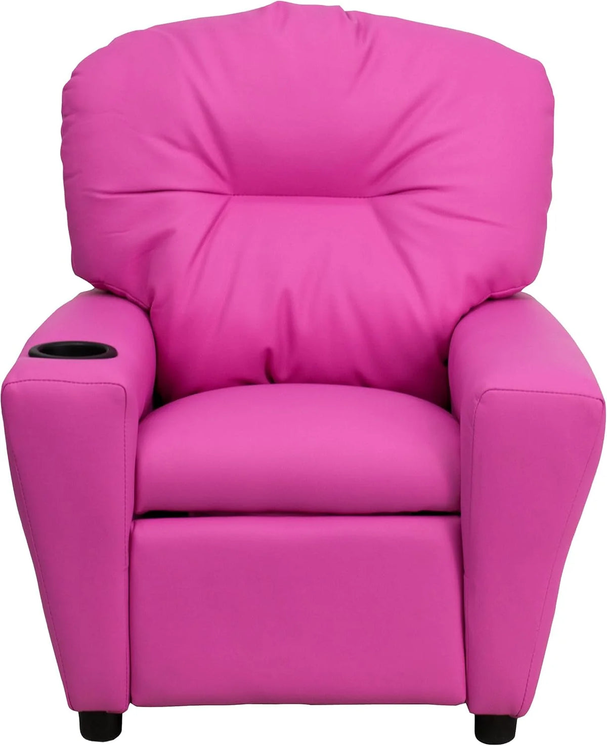 Poltrona Reclinável Infantil Contemporânea Flash Furniture com Porta-Copos, Madeira, Vinil Bege, 66,04 x 53,34 x 53,34 cm