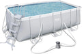 BESTWAY 56456 - Piscina de Armação Retangular Power Steel, Filtro Cartucho 2.006 litros/hora, 412x201x122 cm