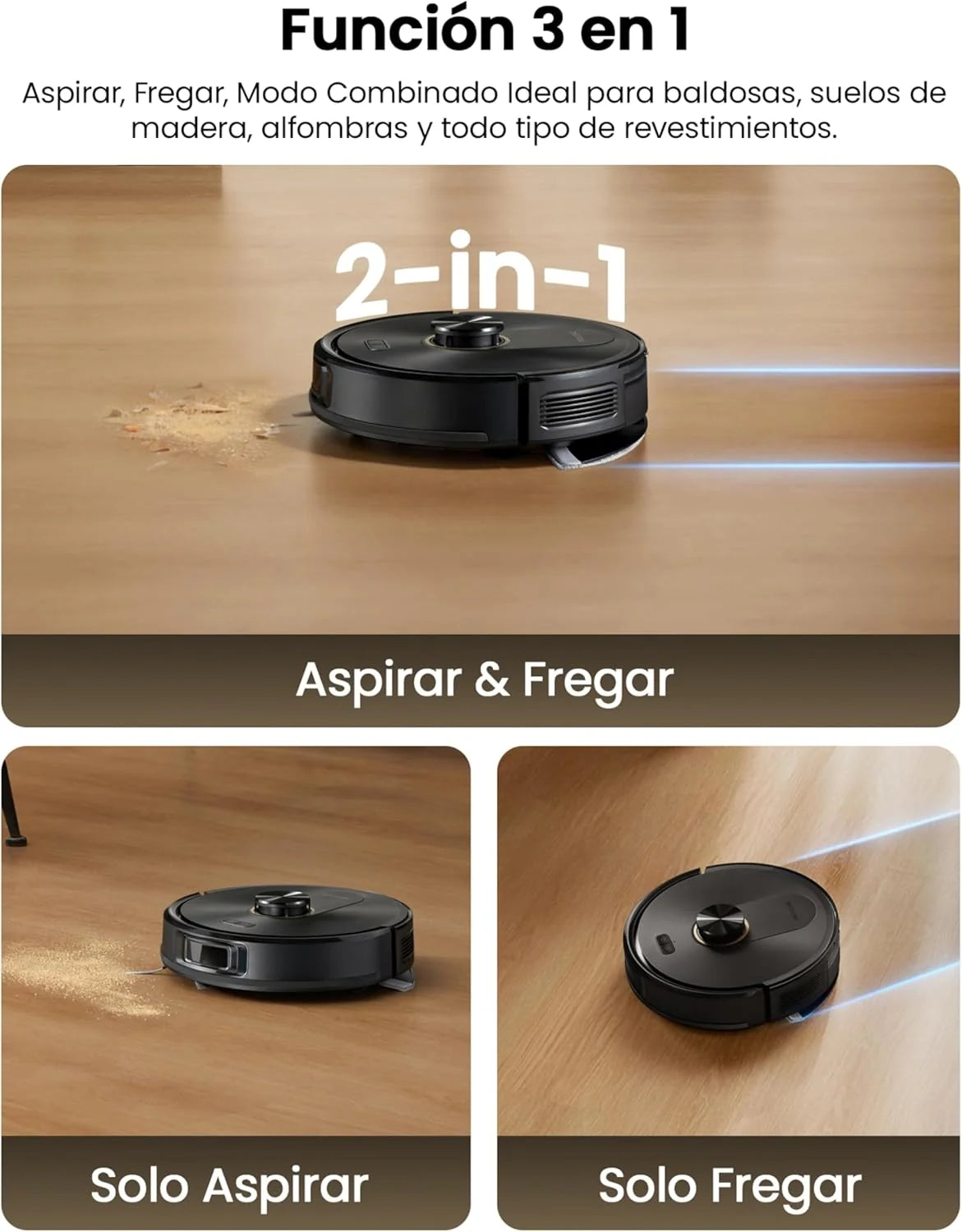 Proscenic Q20 Plus Robô Aspirador e Passa-Pano 10000 Pa/200Mins, com Base de Esvaziamento Automático de 4L sem Saco, Navegação e Mapeamento a Laser por App/Voz/Controle, para Chão, Tapetes e Pelos de Animais de Estimação