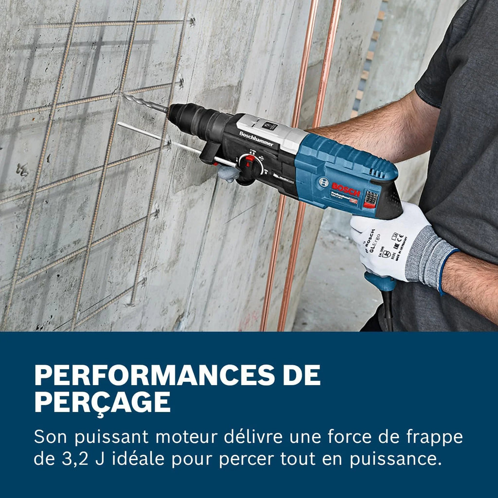 Bosch Professional martelete perfurador GBH 2-28 F (potência 880 W, Ø máx. de perfuração em concreto: 28 mm, incl. conjunto de 6 talhadeiras, SDS plus, L-Case) - Conjunto exclusivo da Amazon